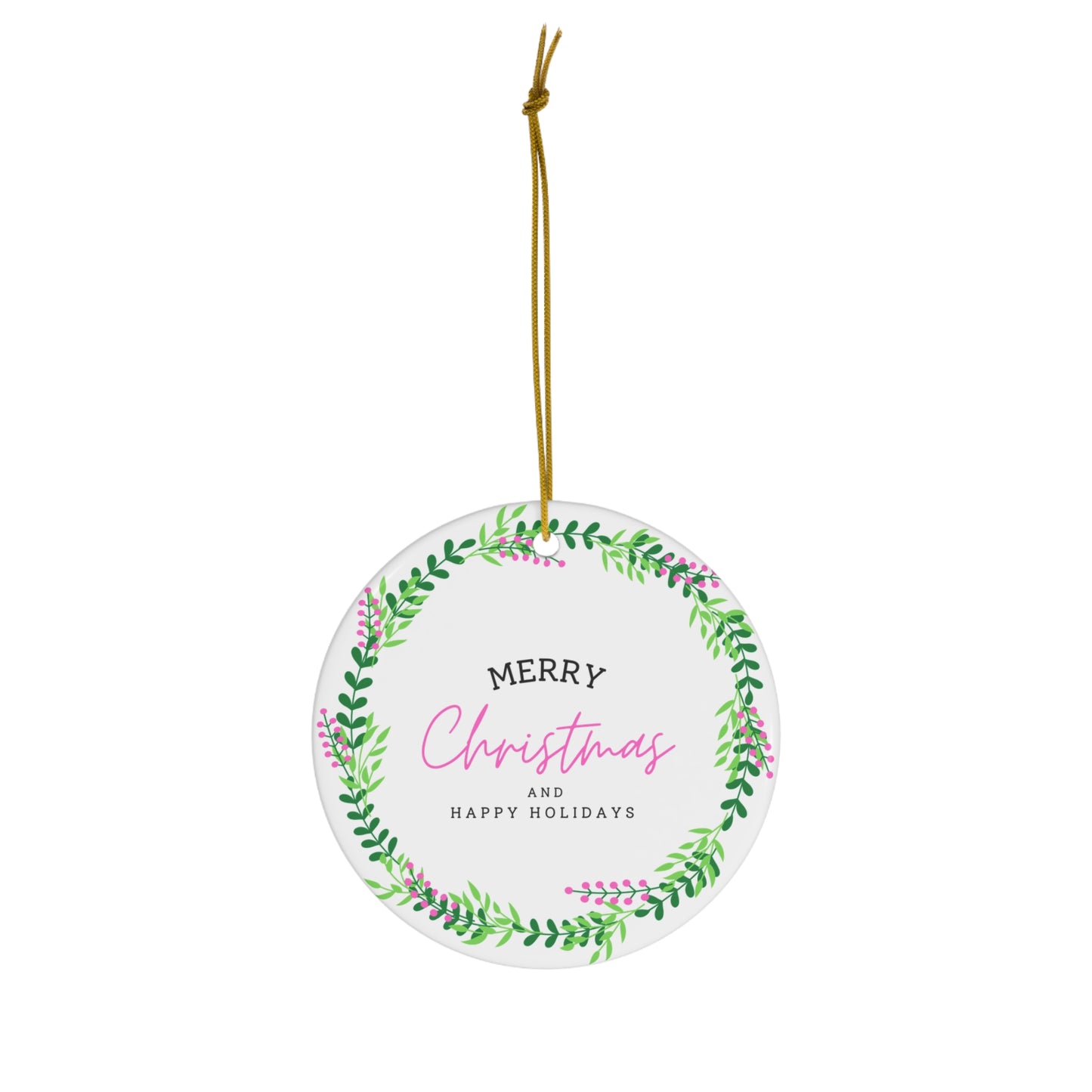 Happy Holidays Ceramic Ornament, 1-Pack