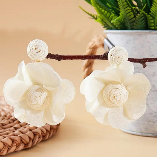 Bohemian fabric flower earrings