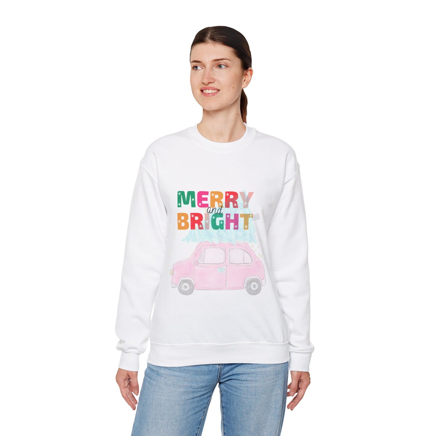 Merry and Bright Christmas Tree Shopping Unisex Heavy Blend Crewneck Sweatshirt