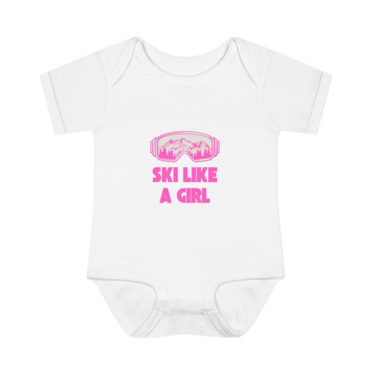 Ski like a girl Infant Baby Rib Bodysuit