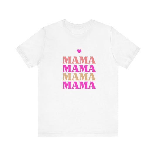 Mama Mother's Day Pink T-Shirt with Heart, Unisex Tee Shirt for Mom, Motherhood Gift, Family Matching Apparel, Women's Graphic Tee