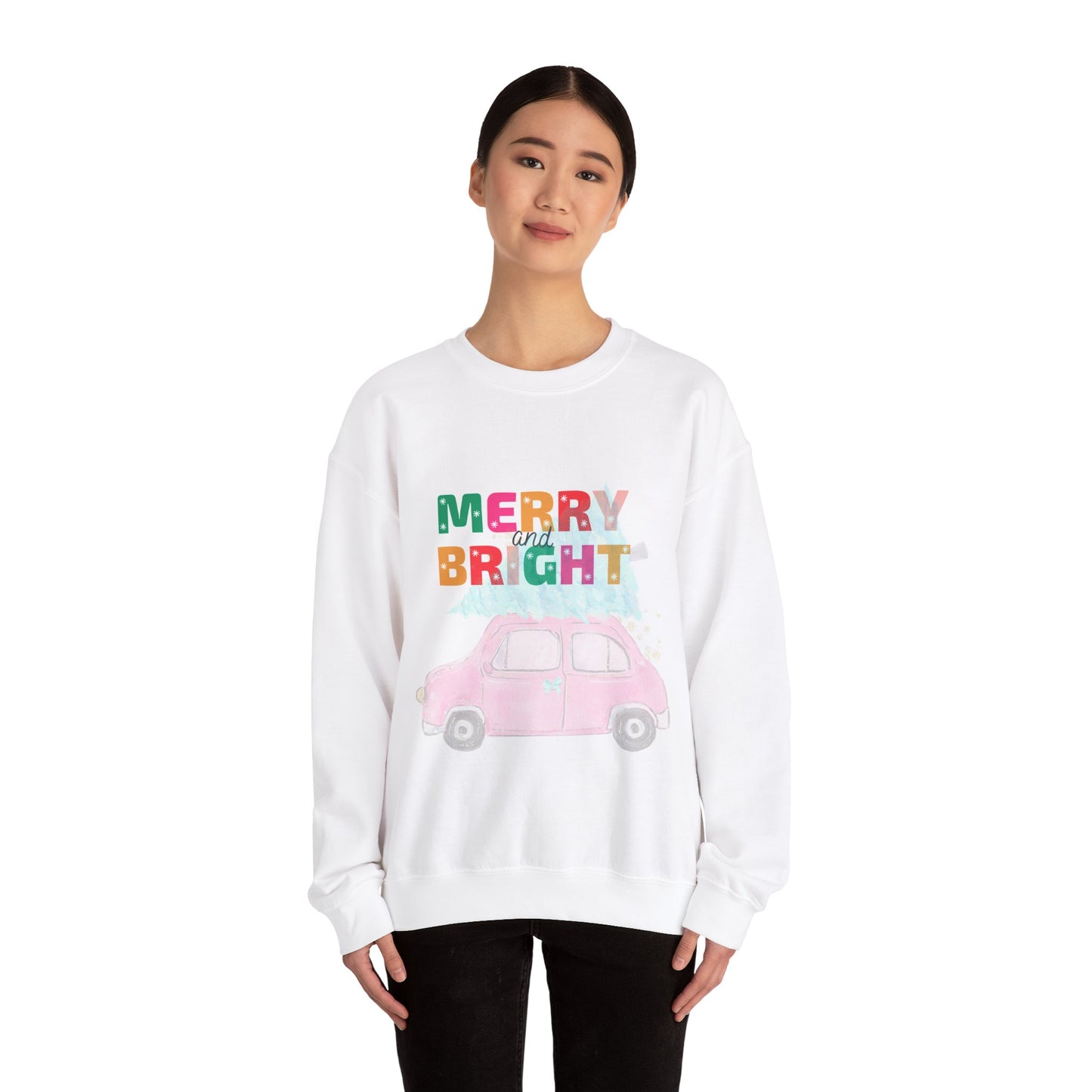 Merry and Bright Christmas Tree Shopping Unisex Heavy Blend Crewneck Sweatshirt