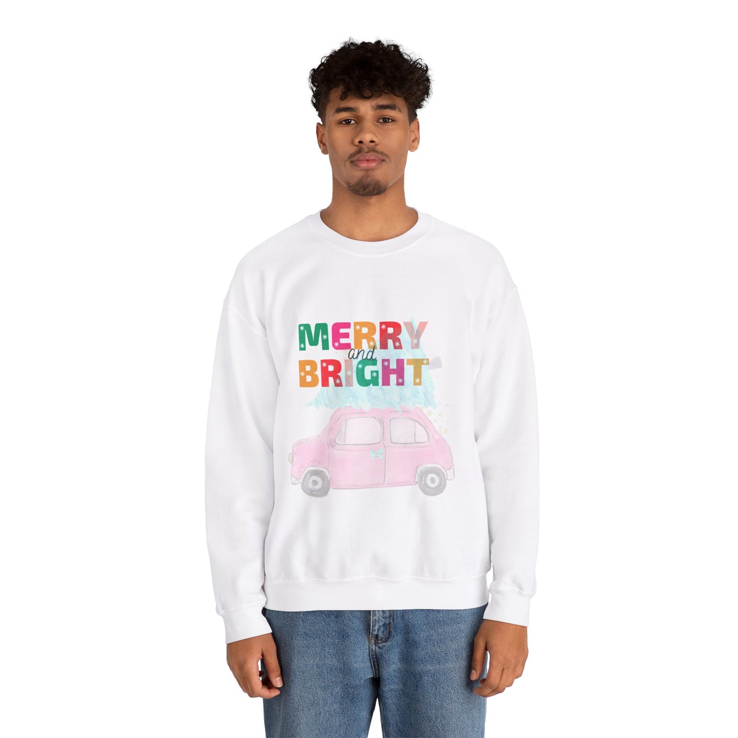 Merry and Bright Christmas Tree Shopping Unisex Heavy Blend Crewneck Sweatshirt