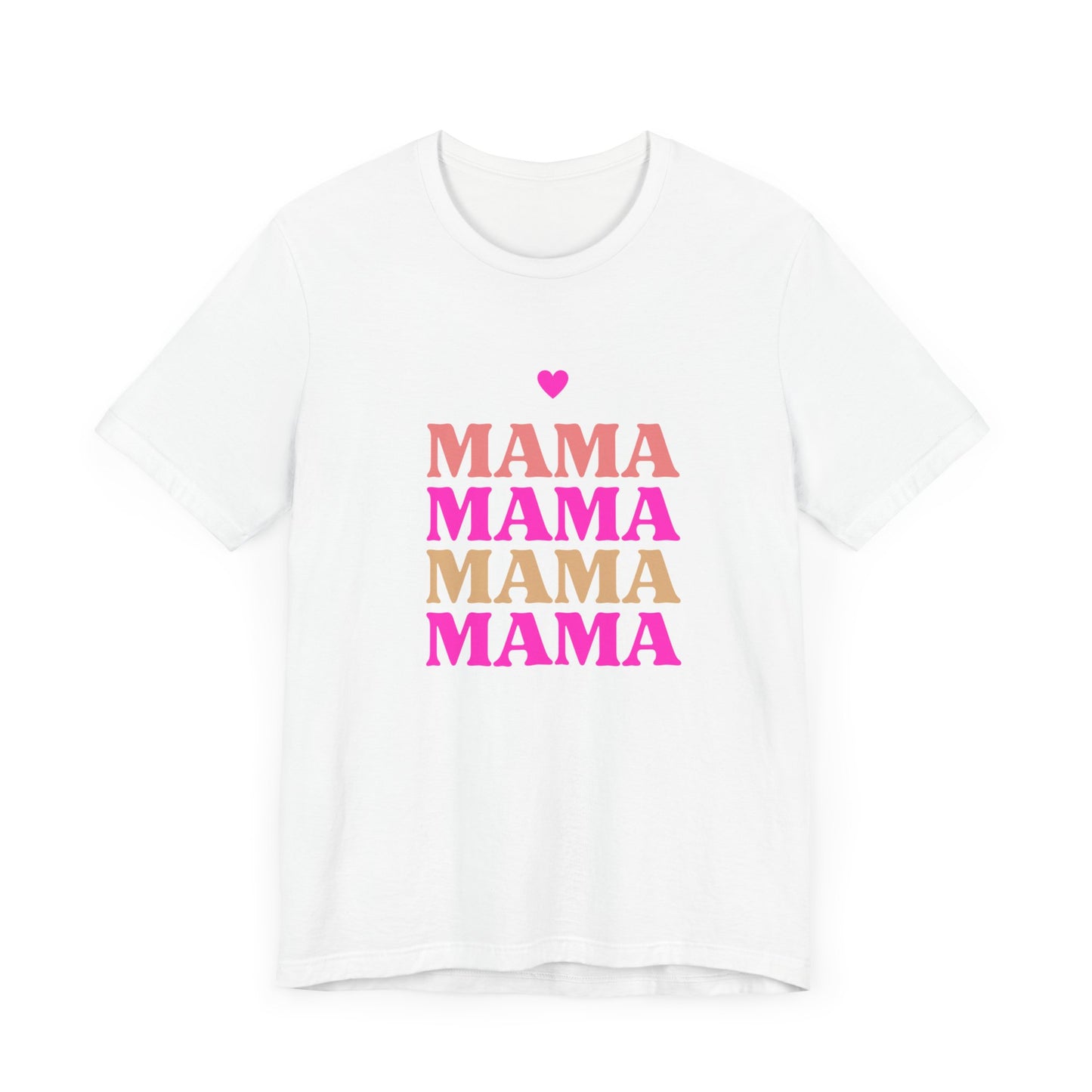 Mama Mother's Day Pink T-Shirt with Heart, Unisex Tee Shirt for Mom, Motherhood Gift, Family Matching Apparel, Women's Graphic Tee