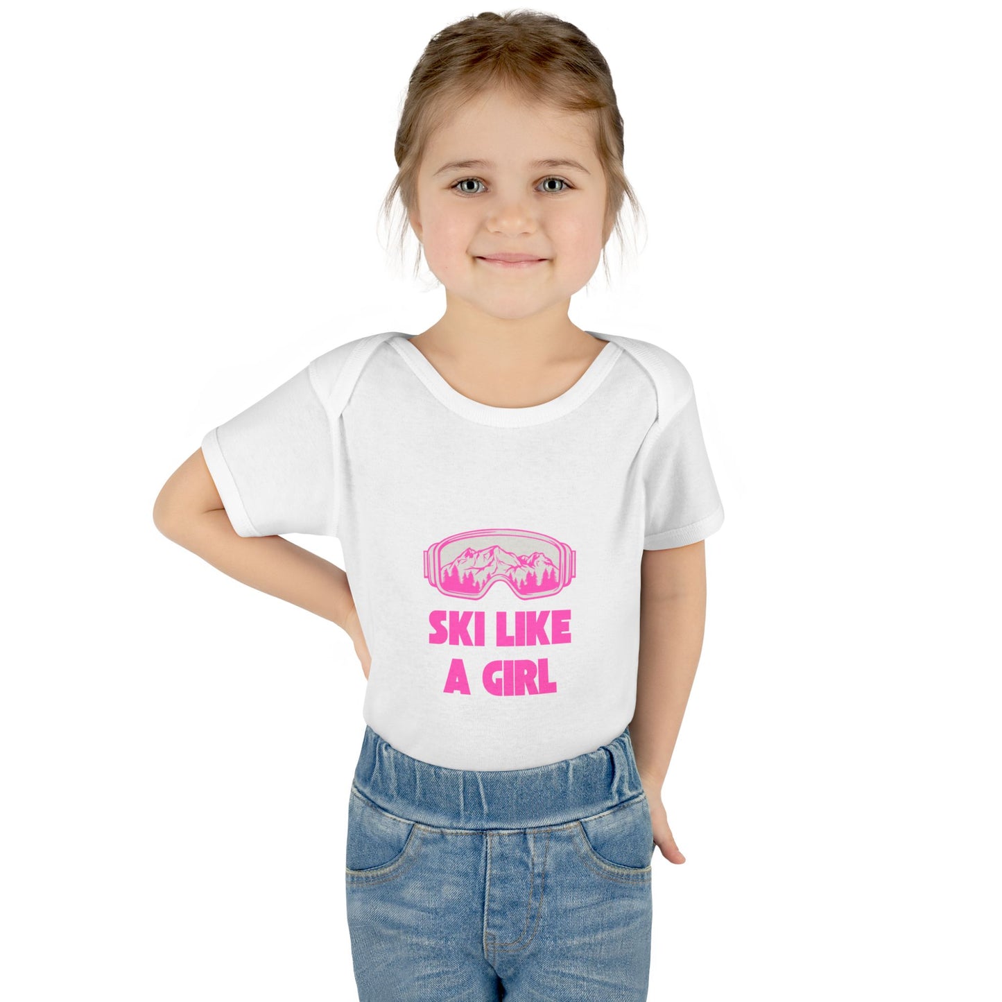 Ski like a girl Infant Baby Rib Bodysuit