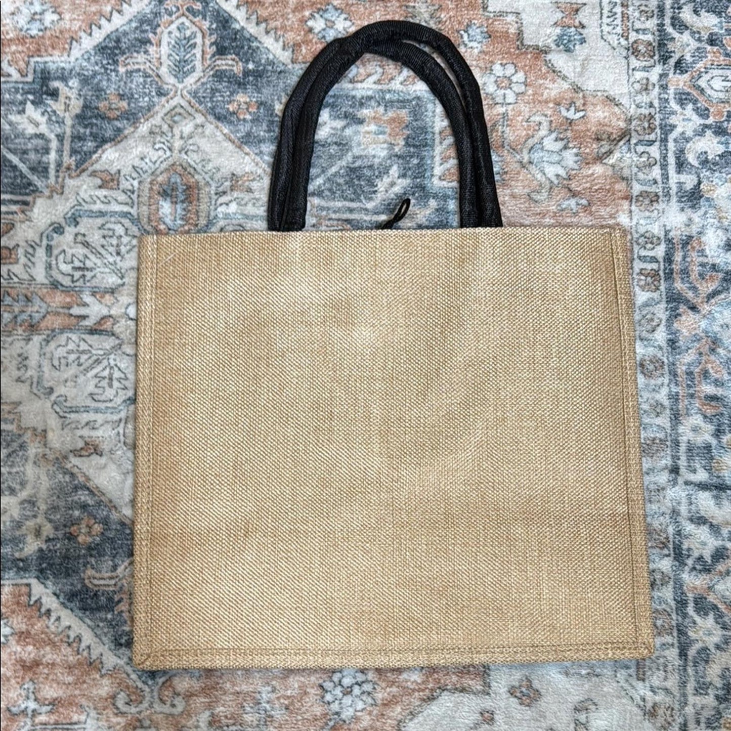 Mama Jute Tote Bag - Tan and Black