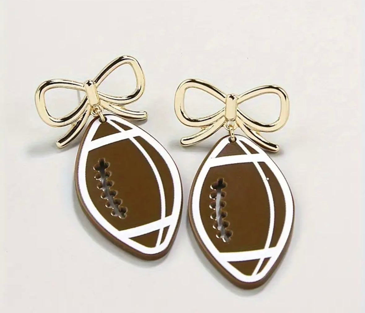 Game Day Football Gold Bow Earrings