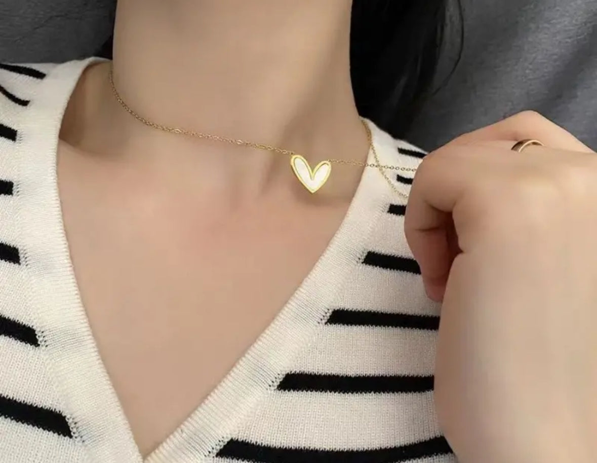 Dainty Heart Necklace on Gold Chain