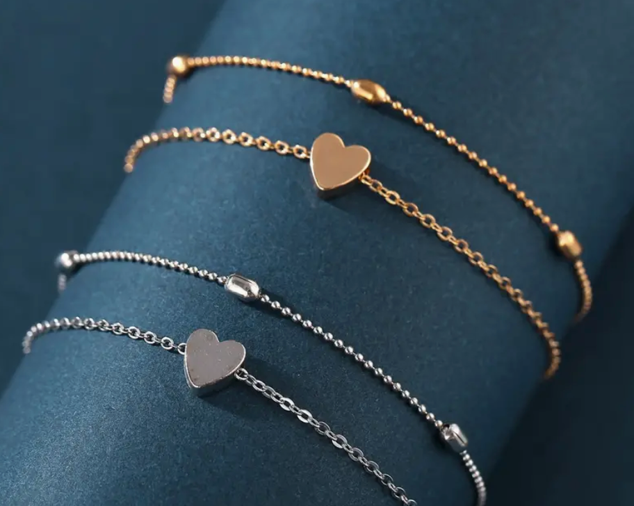 Double Layer Gold Heart Anklet