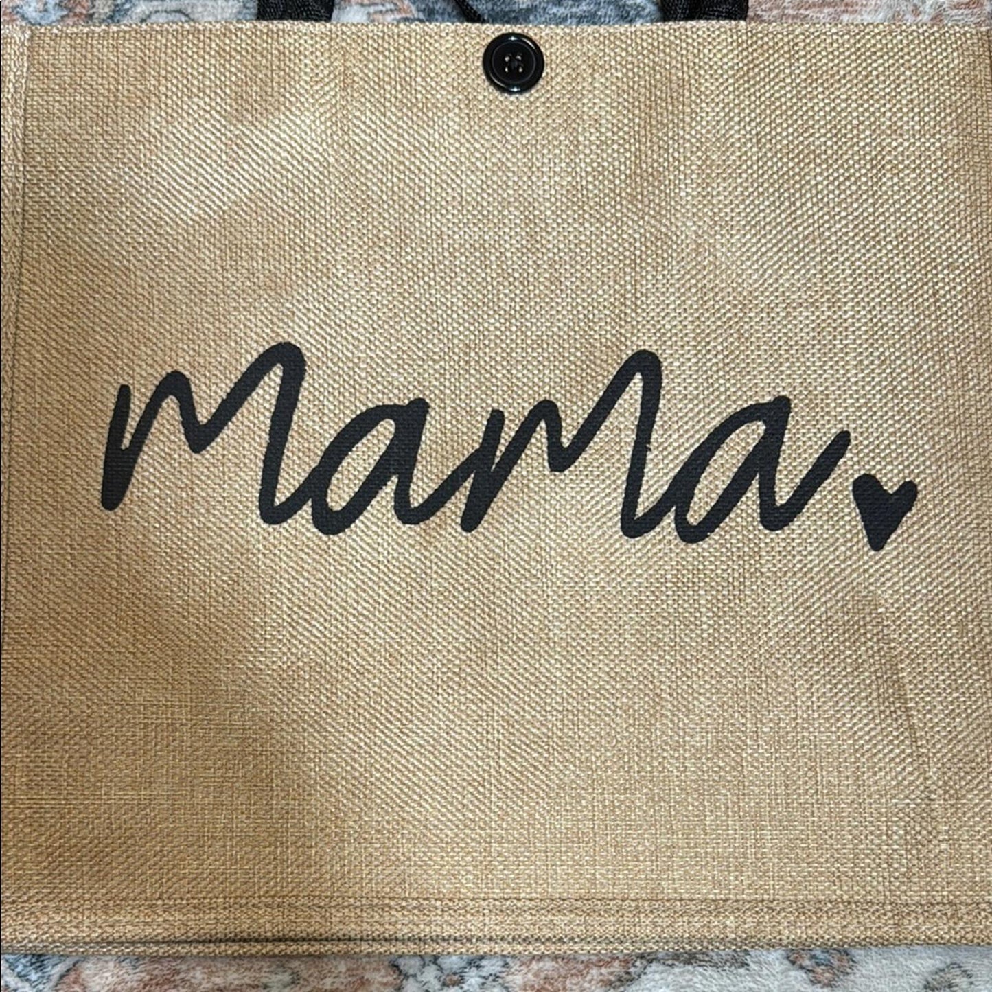 Mama Jute Tote Bag - Tan and Black